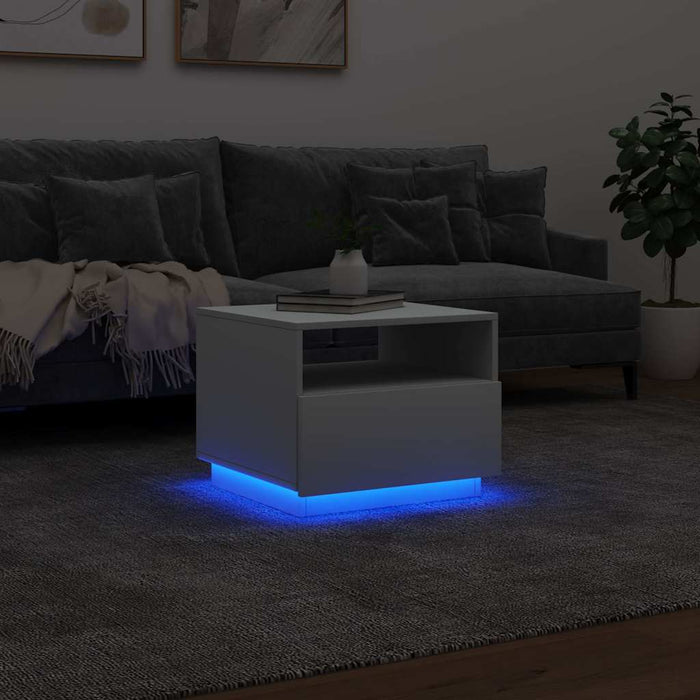 Măsuță de cafea cu lumini LED, alb, 50x49x40 cm - WALTI WALTI