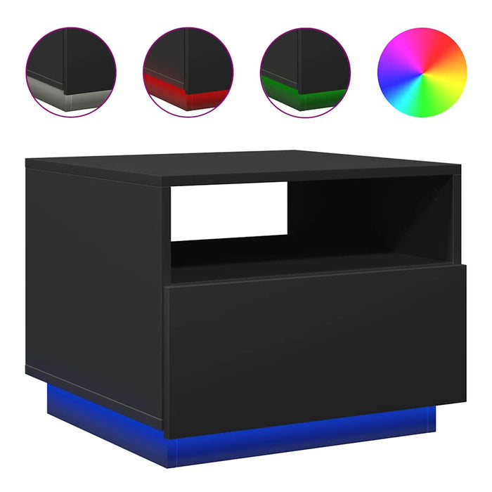 Măsuță de cafea cu lumini LED, negru, 50x49x40 cm - WALTI WALTI