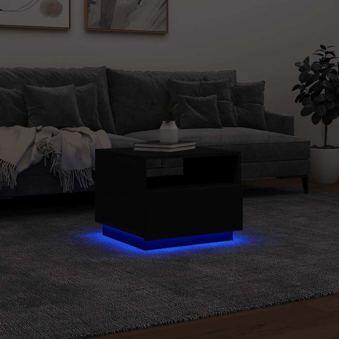 Măsuță de cafea cu lumini LED, negru, 50x49x40 cm - WALTI WALTI