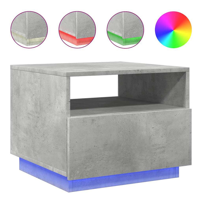 Măsuță de cafea cu lumini LED, gri beton, 50x49x40 cm - WALTI WALTI