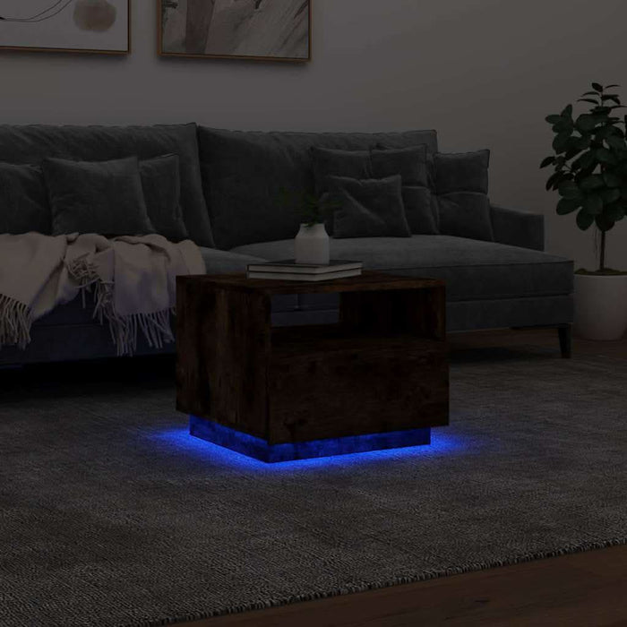 Măsuță de cafea cu lumini LED, stejar fumuriu, 50x49x40 cm - WALTI WALTI