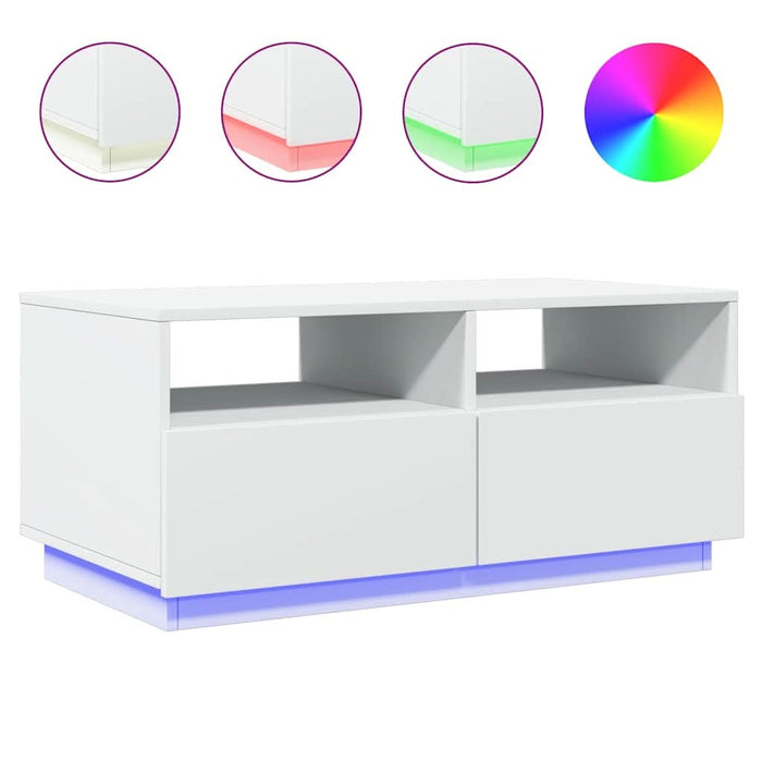 Măsuță de cafea cu lumini LED, alb, 90x49x40 cm - WALTI WALTI