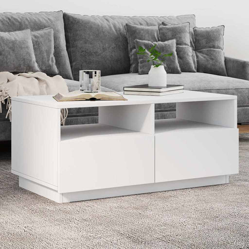 Măsuță de cafea cu lumini LED, alb, 90x49x40 cm - WALTI WALTI