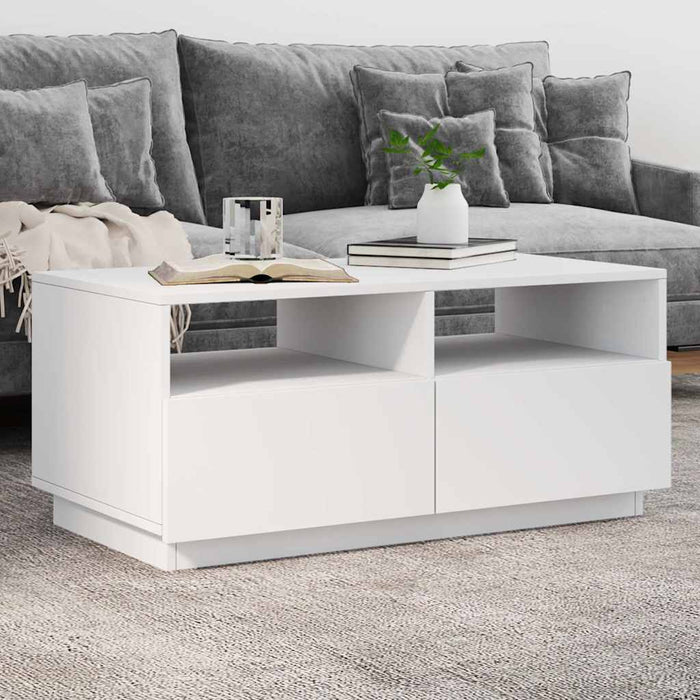Măsuță de cafea cu lumini LED, alb, 90x49x40 cm - WALTI WALTI
