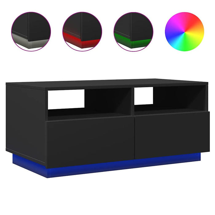 Măsuță de cafea cu lumini LED, negru, 90x49x40 cm - WALTI WALTI