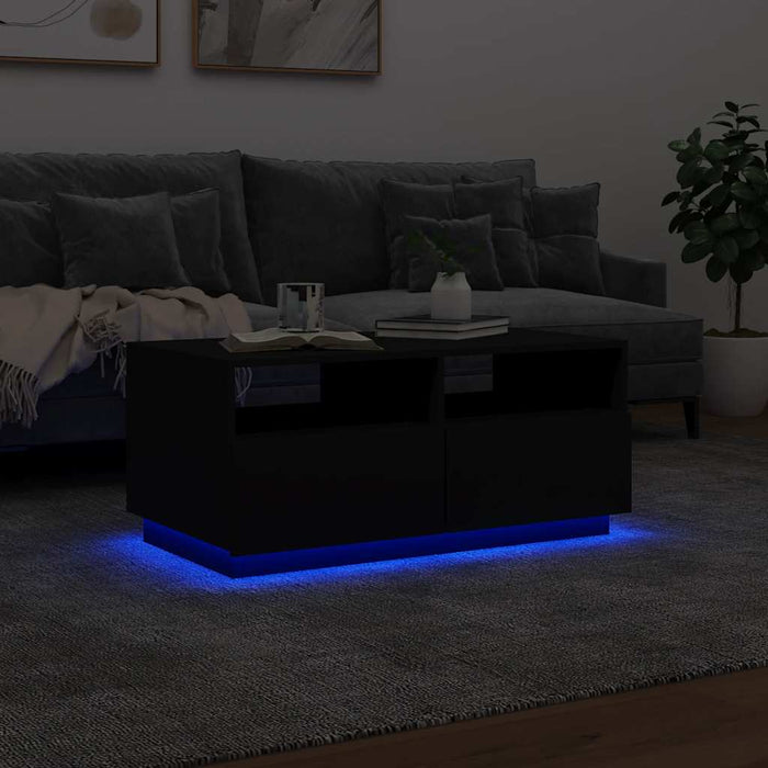 Măsuță de cafea cu lumini LED, negru, 90x49x40 cm - WALTI WALTI