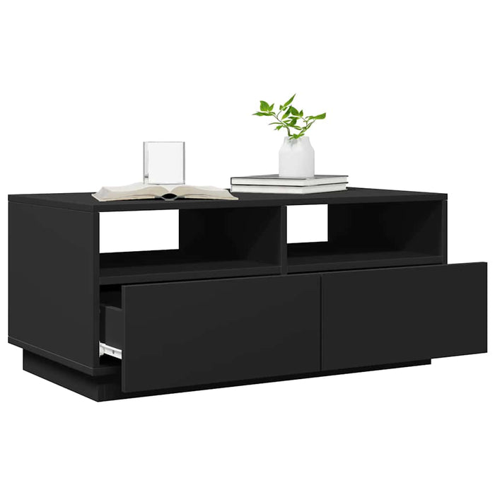 Măsuță de cafea cu lumini LED, negru, 90x49x40 cm - WALTI WALTI