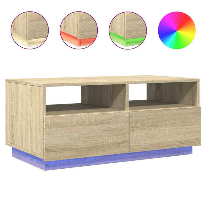 Măsuță de cafea cu lumini LED, stejar sonoma, 90x49x40 cm - WALTI WALTI