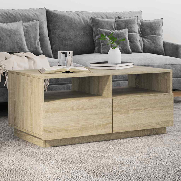 Măsuță de cafea cu lumini LED, stejar sonoma, 90x49x40 cm - WALTI WALTI