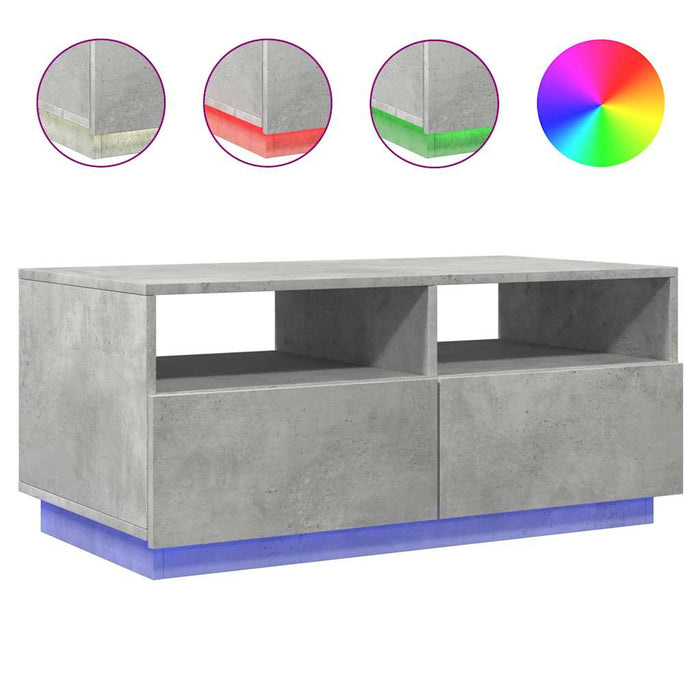 Măsuță de cafea cu lumini LED, gri beton, 90x49x40 cm - WALTI WALTI