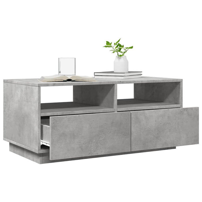 Măsuță de cafea cu lumini LED, gri beton, 90x49x40 cm - WALTI WALTI
