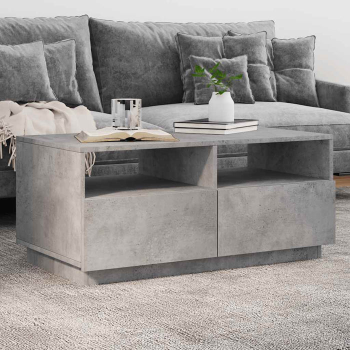 Măsuță de cafea cu lumini LED, gri beton, 90x49x40 cm - WALTI WALTI