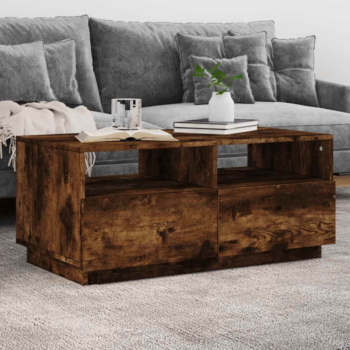 Măsuță de cafea cu lumini LED, stejar fumuriu, 90x49x40 cm - WALTI WALTI