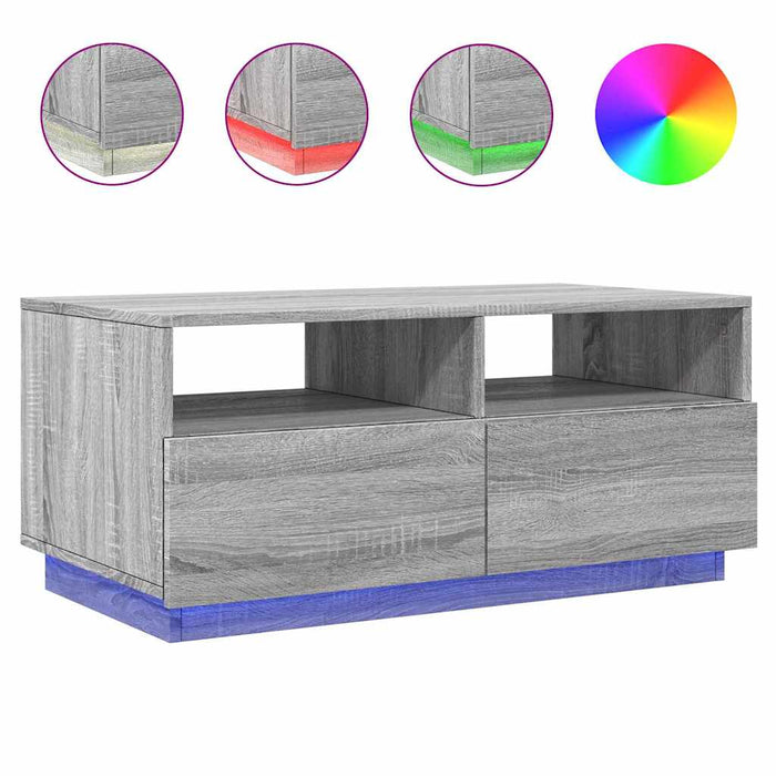 Măsuță de cafea cu lumini LED, gri sonoma, 90x49x40 cm WALTI