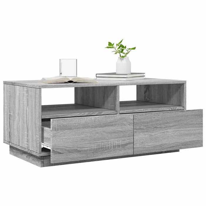 Măsuță de cafea cu lumini LED, gri sonoma, 90x49x40 cm WALTI