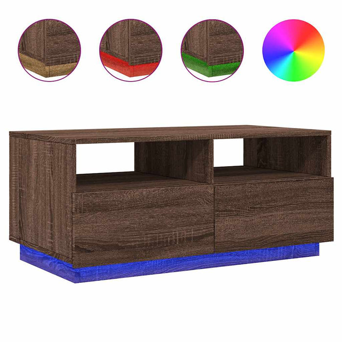 Măsuță de cafea cu lumini LED, stejar maro, 90x49x40 cm - WALTI WALTI