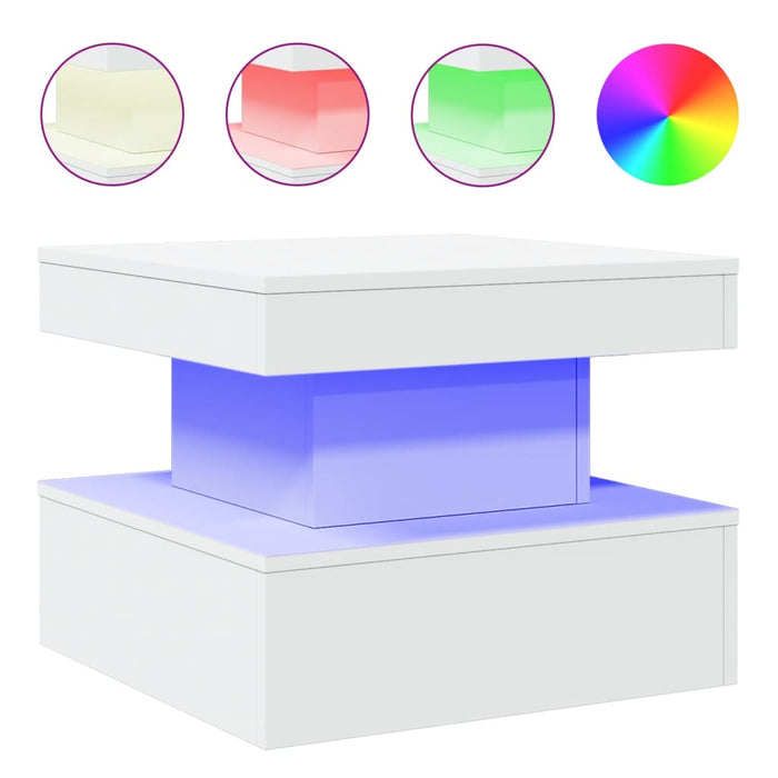 Măsuță de cafea cu lumini LED, alb, 50x50x40 cm - WALTI WALTI