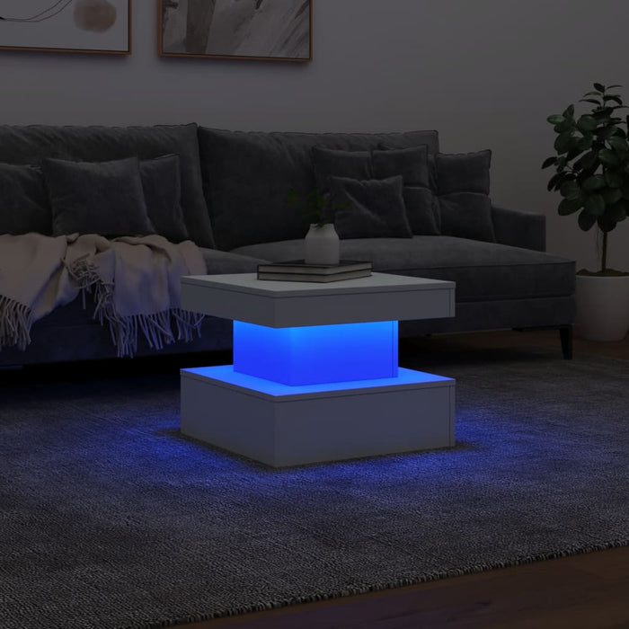 Măsuță de cafea cu lumini LED, alb, 50x50x40 cm - WALTI WALTI
