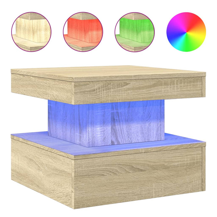 Măsuță de cafea cu lumini LED, stejar sonoma, 50x50x40 cm - WALTI WALTI