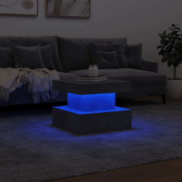 Măsuță de cafea cu lumini LED, gri beton, 50x50x40 cm - WALTI WALTI