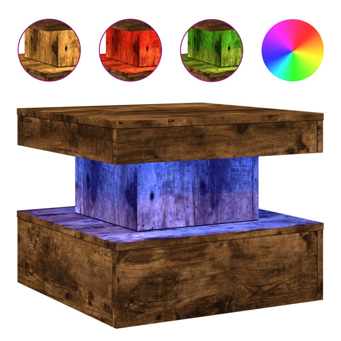 Măsuță de cafea cu lumini LED, stejar fumuriu, 50x50x40 cm - WALTI WALTI