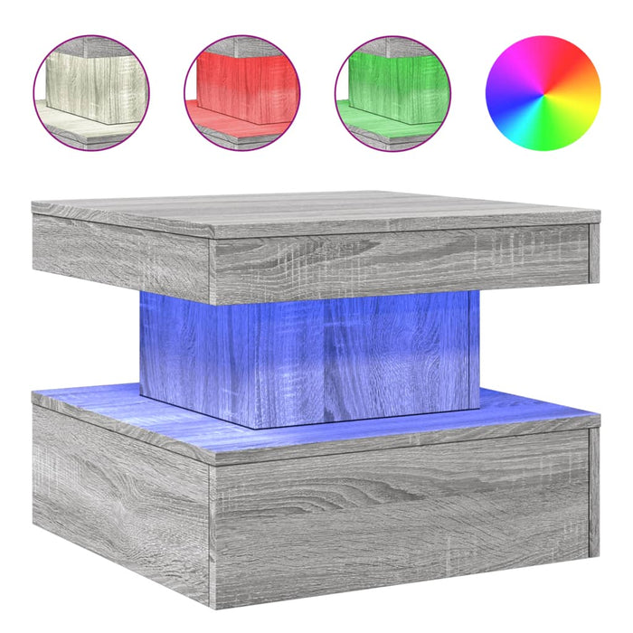 Măsuță de cafea cu lumini LED, gri sonoma, 50x50x40 cm - WALTI WALTI