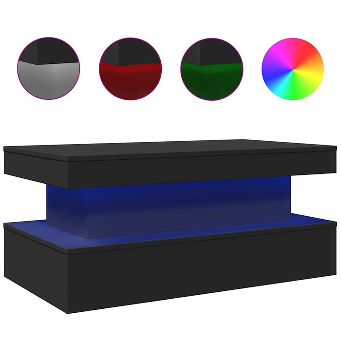Măsuță de cafea cu lumini LED, negru, 90x50x40 cm - WALTI WALTI