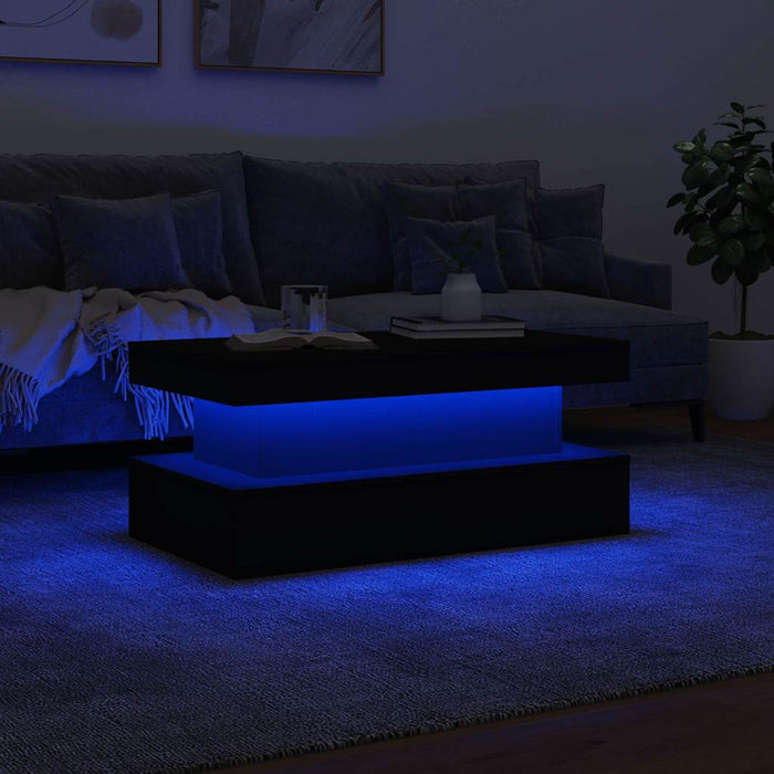 Măsuță de cafea cu lumini LED, negru, 90x50x40 cm - WALTI WALTI