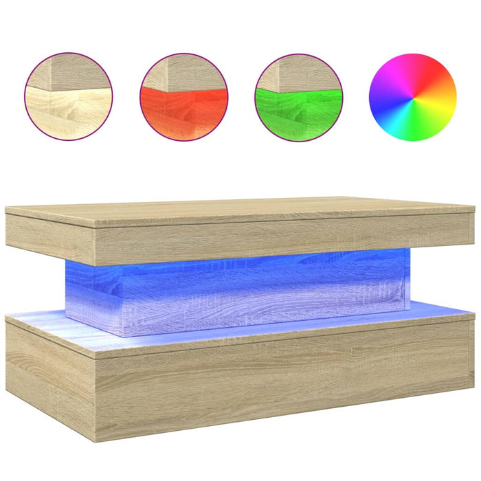 Măsuță de cafea cu lumini LED, stejar sonoma, 90x50x40 cm - WALTI WALTI