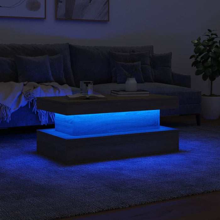 Măsuță de cafea cu lumini LED, stejar sonoma, 90x50x40 cm - WALTI WALTI