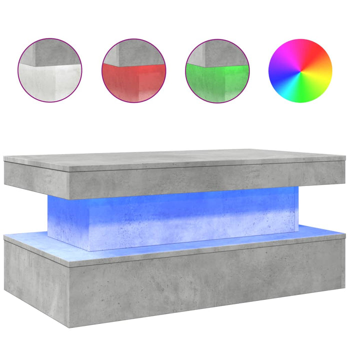 Măsuță de cafea cu lumini LED, gri beton, 90x50x40 cm - WALTI WALTI