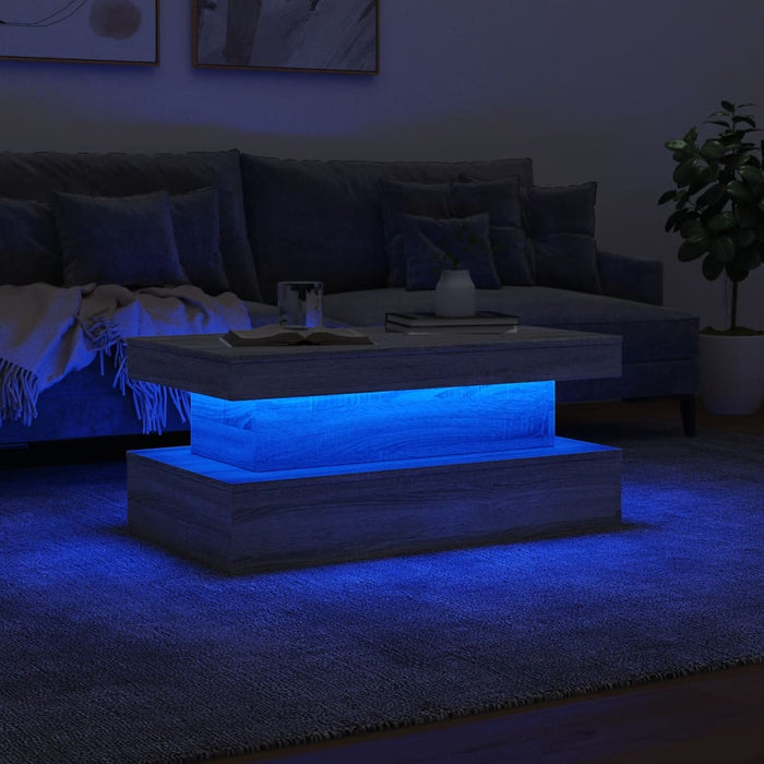 Măsuță de cafea cu lumini LED, gri sonoma, 90x50x40 cm - WALTI WALTI