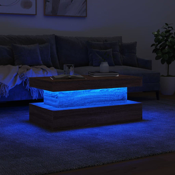 Măsuță de cafea cu lumini LED, stejar maro, 90x50x40 cm - WALTI WALTI