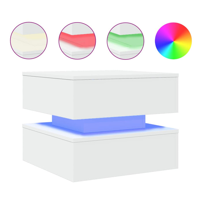 Măsuță de cafea cu lumini LED, alb, 50x50x40 cm - WALTI WALTI