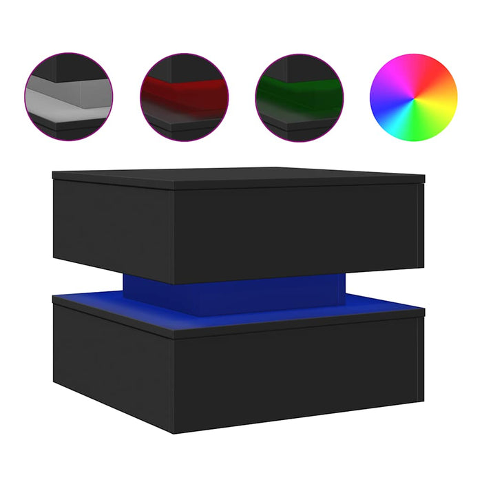 Măsuță de cafea cu lumini LED, negru, 50x50x40 cm - WALTI WALTI