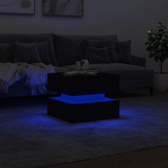 Măsuță de cafea cu lumini LED, negru, 50x50x40 cm - WALTI WALTI