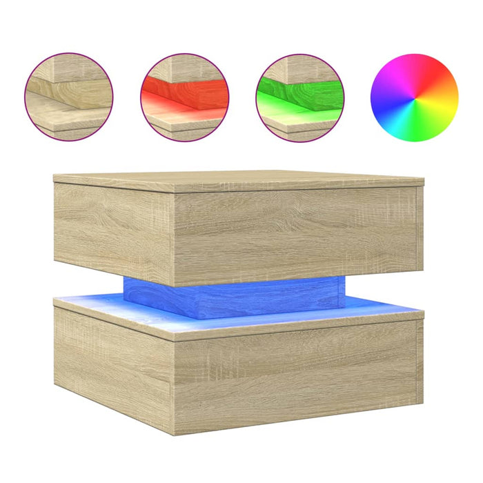 Măsuță de cafea cu lumini LED, stejar sonoma, 50x50x40 cm - WALTI WALTI