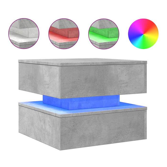 Măsuță de cafea cu lumini LED, gri beton, 50x50x40 cm - WALTI WALTI