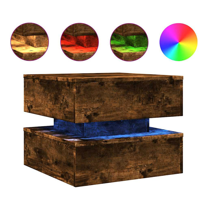 Măsuță de cafea cu lumini LED, stejar fumuriu, 50x50x40 cm - WALTI WALTI