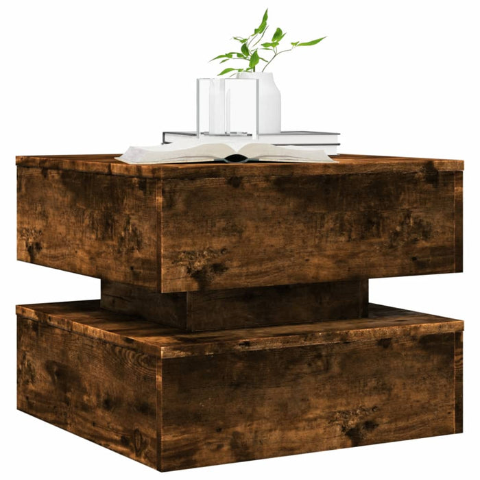 Măsuță de cafea cu lumini LED, stejar fumuriu, 50x50x40 cm - WALTI WALTI