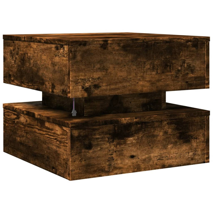 Măsuță de cafea cu lumini LED, stejar fumuriu, 50x50x40 cm - WALTI WALTI