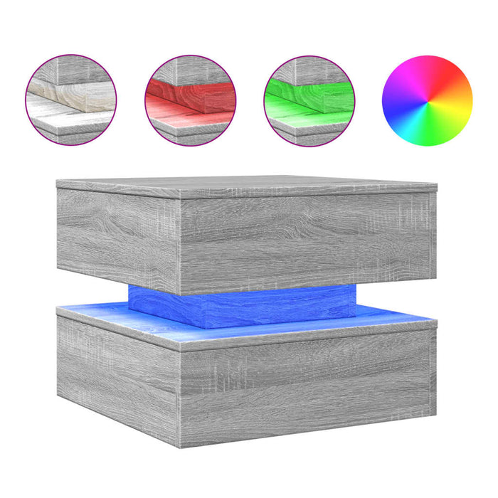 Măsuță de cafea cu lumini LED, gri sonoma, 50x50x40 cm - WALTI WALTI