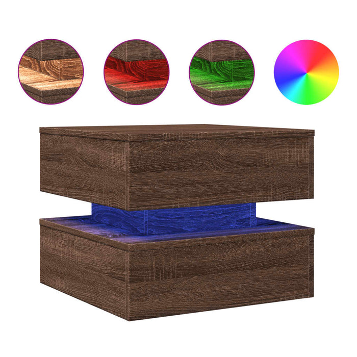 Măsuță de cafea cu lumini LED, stejar maro, 50x50x40 cm - WALTI WALTI