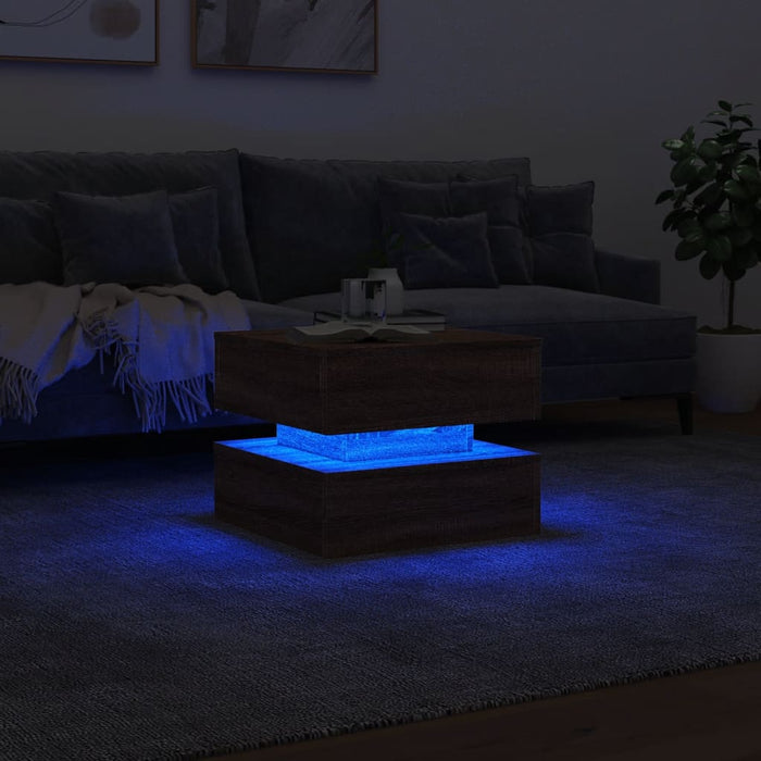 Măsuță de cafea cu lumini LED, stejar maro, 50x50x40 cm - WALTI WALTI