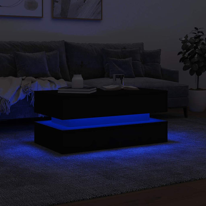 Măsuță de cafea cu lumini LED, negru, 90x50x40 cm - WALTI WALTI