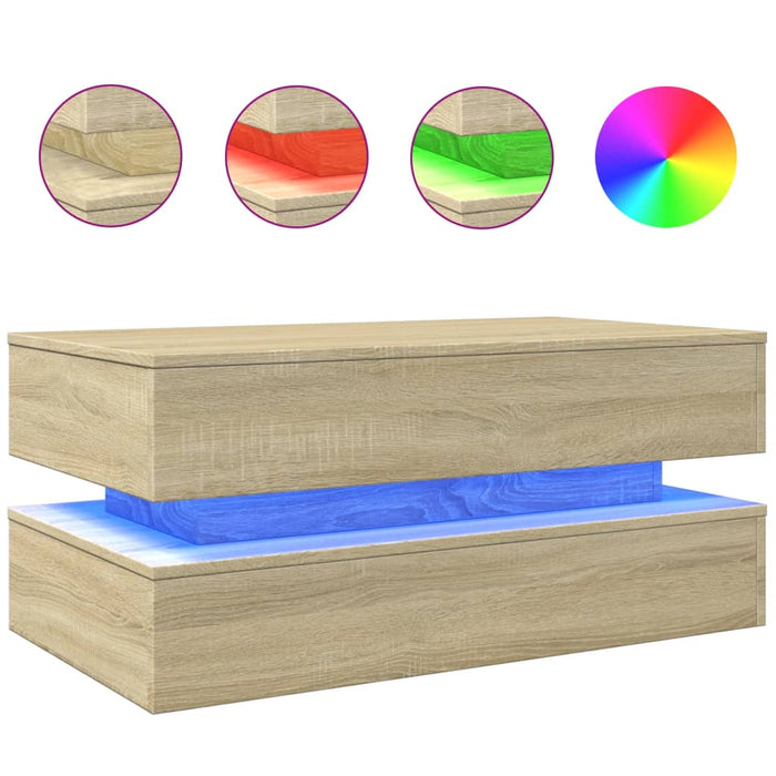 Măsuță de cafea cu lumini LED, stejar sonoma, 90x50x40 cm - WALTI WALTI