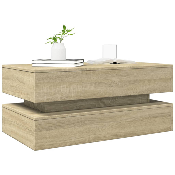 Măsuță de cafea cu lumini LED, stejar sonoma, 90x50x40 cm - WALTI WALTI