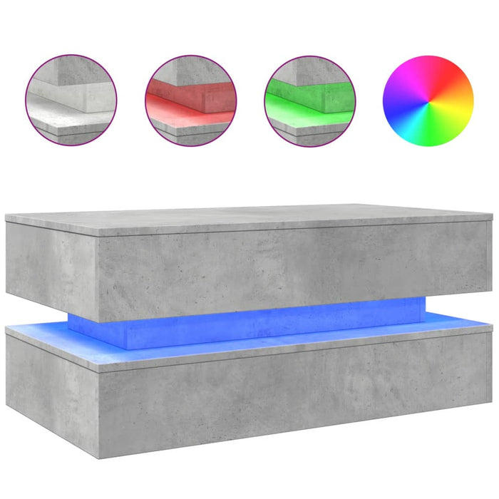 Măsuță de cafea cu lumini LED, gri beton, 90x50x40 cm - WALTI WALTI