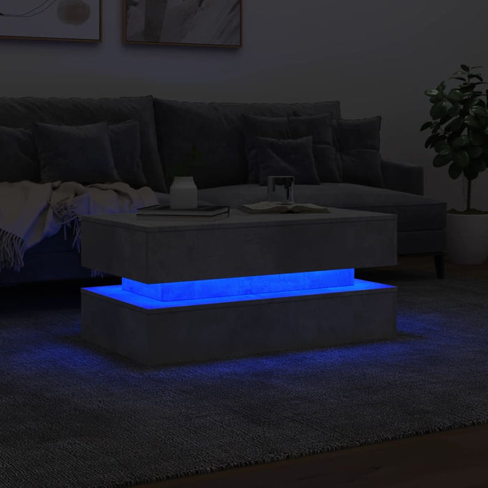Măsuță de cafea cu lumini LED, gri beton, 90x50x40 cm - WALTI WALTI