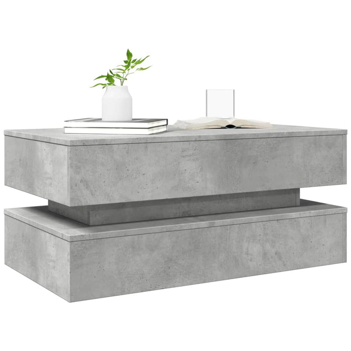 Măsuță de cafea cu lumini LED, gri beton, 90x50x40 cm - WALTI WALTI